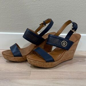 Tommy Hilfiger Navy Wedge Sandals